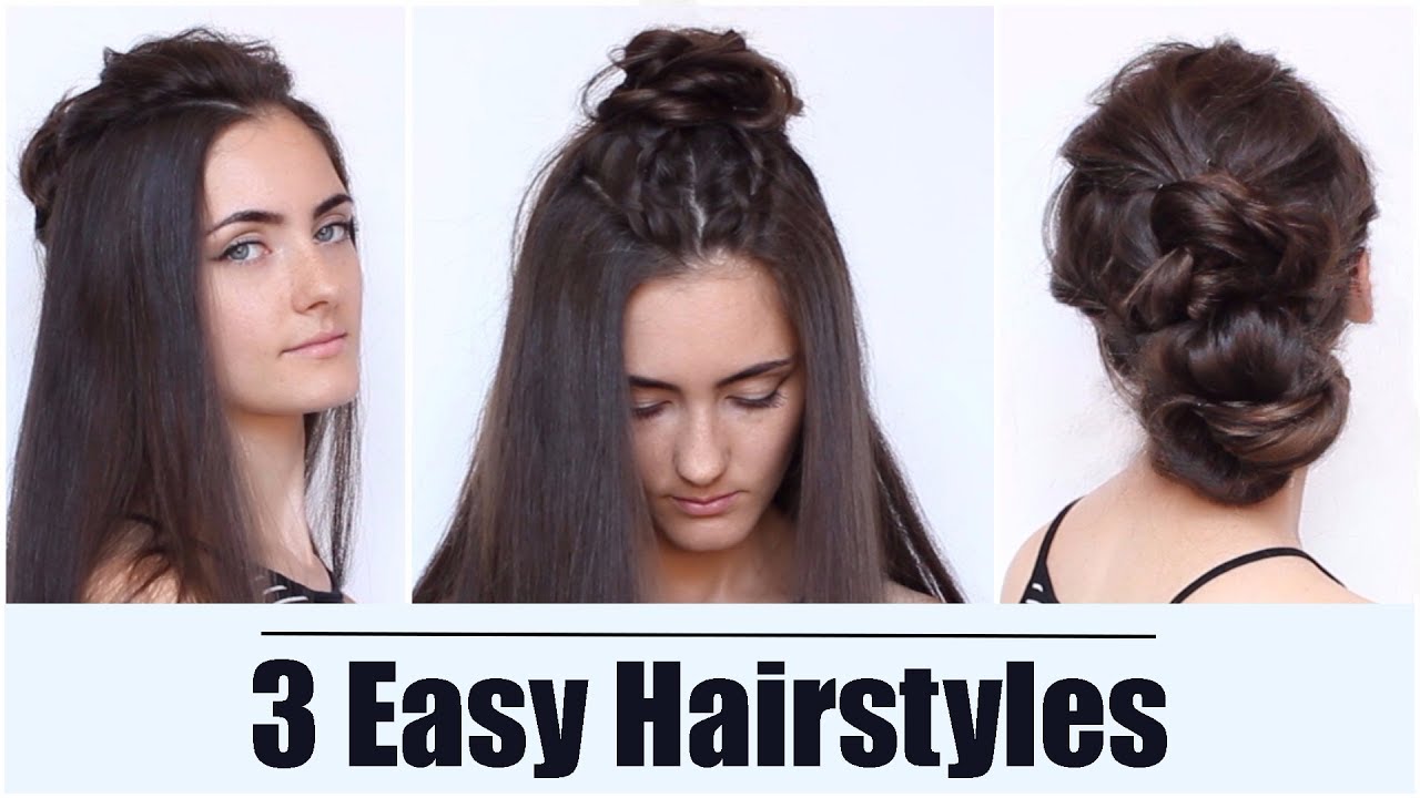 3 Easy Hairstyles {The Hun} Half-up Bun || 3 Легкие Прически - YouTube