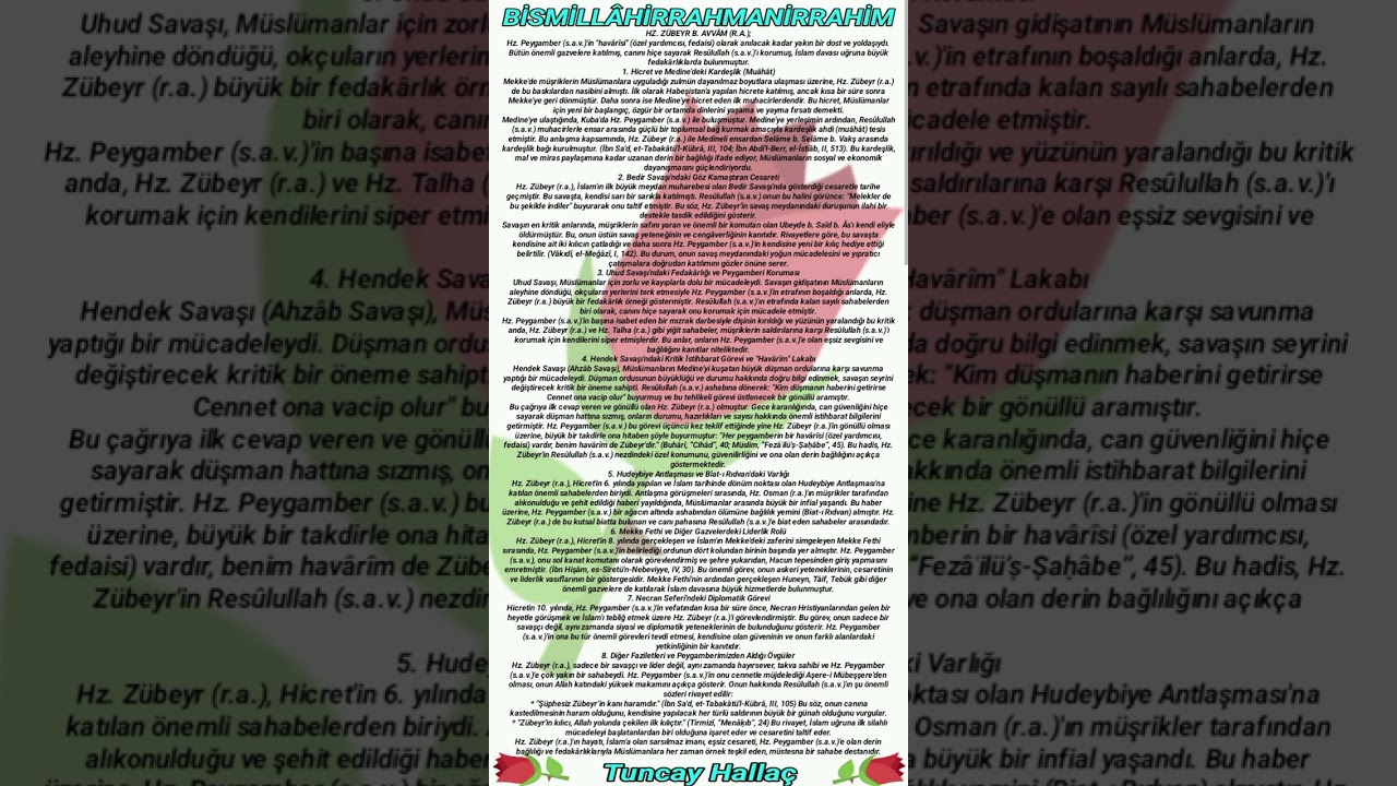 ⭐2.Hz.ZÜBEYR B. AVVAM (ra.). Özel Yardımcısı ve Muahat.🌹😊❤