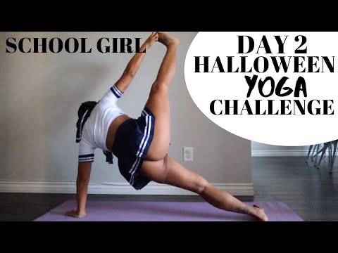 YOGA IN SCHOOL GIRL COSTUME | DAY 2 HALLOWEEN YOGA CHALLENGE