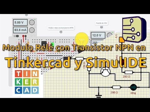 Relay Module with NPN Transistor in Tinkercad and SimulIDE