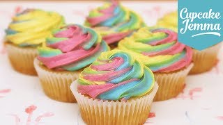 Rainbow Swirl Buttercream Icing | Cupcake Jemma