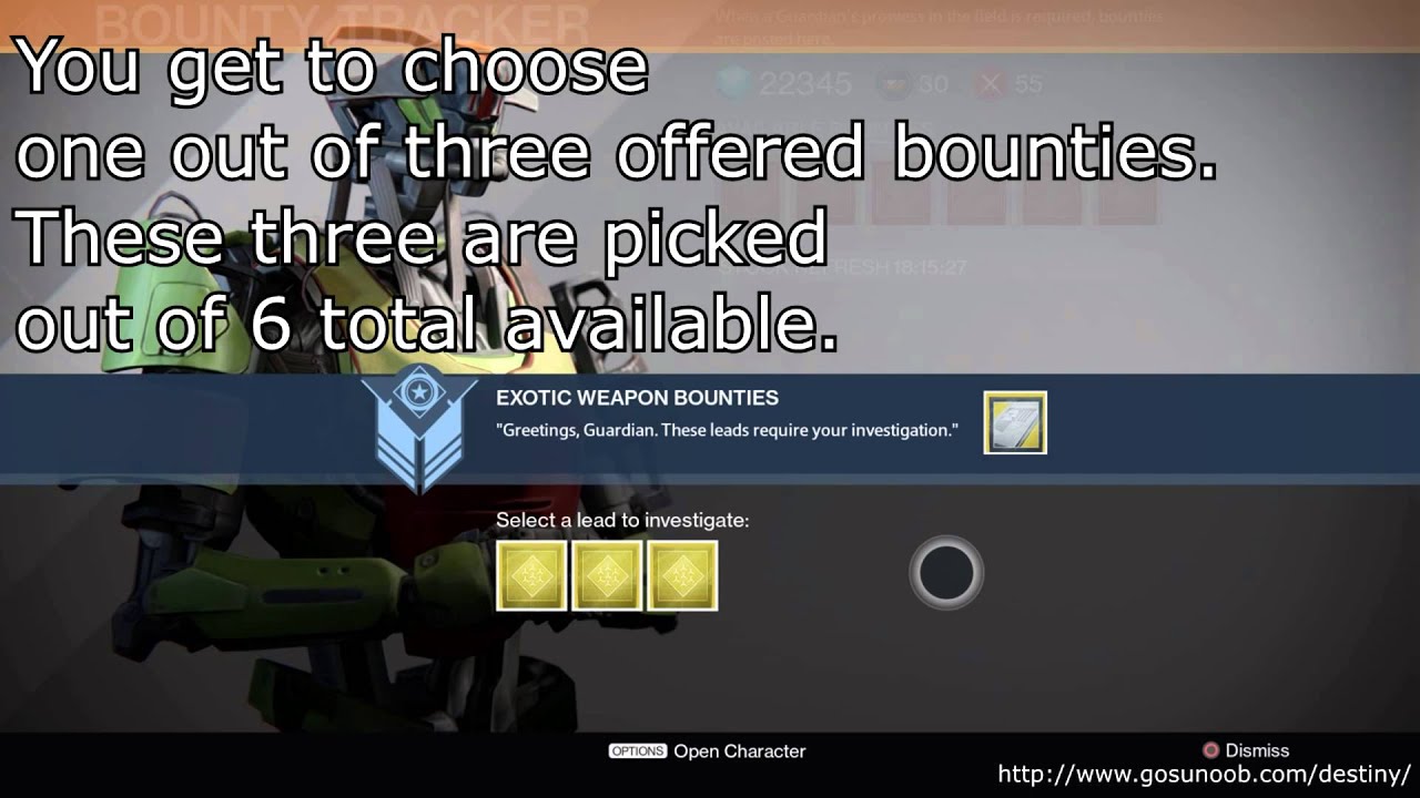 Destiny Exotic Weapon Bounty