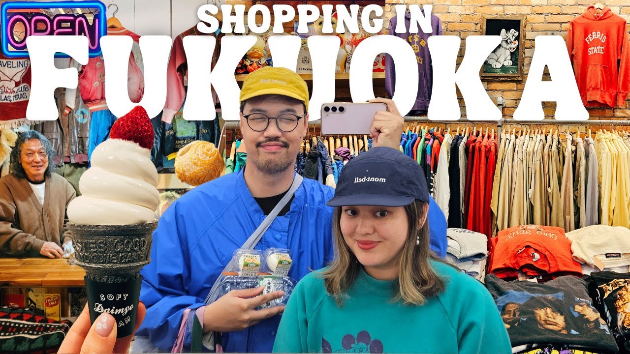 Thrifting in Japan 🇯🇵 Vintage Shopping in Fukuoka Vlog, Best Yatai Food Stalls, Places to Eat 2024