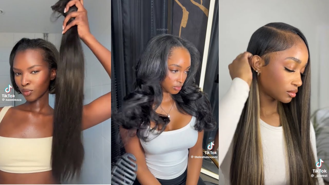 Clip-in extensions on black women | leave out + no leave out | hairtok for black girls #fypシ゚viral 