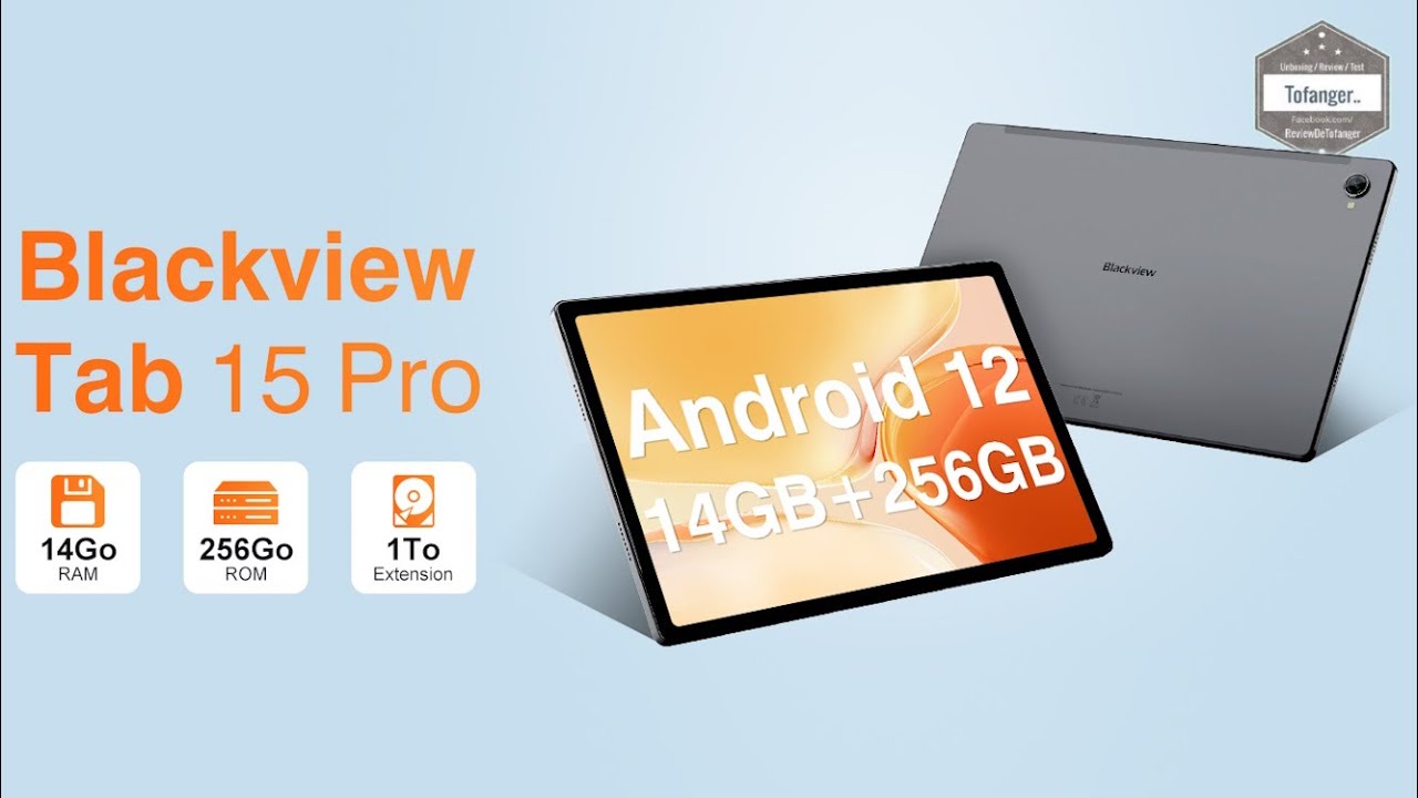 Blackview Tab15 Pro Tablette 10,5, Android 12 14 Go de RAM, 256
