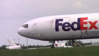 Amazing N628FE Fedex McDonnell Douglas MD-11 landing at Stansted FDX36 26/05/15