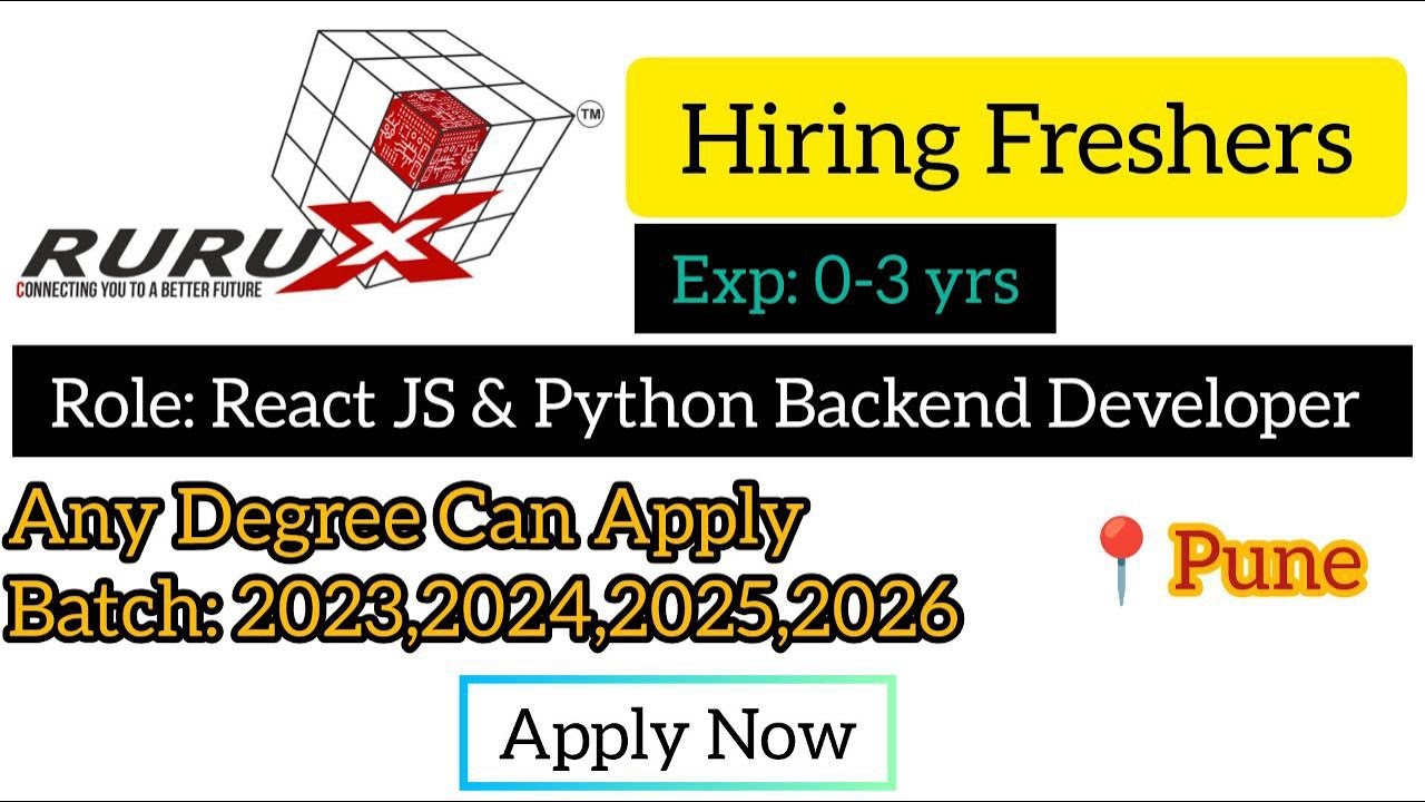 🔥Latest Software Jobs For Freshers 2026 | Python Backend Developer | React JS Developer Job Pune