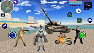Super Batman Hero Vice Town Gangstar Crime Simulator #3 - Tank at Army Base - Android Gameplay screenshot 3