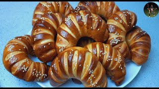 РОГАЛИКИ с  Яблочным повидлом. ИДЕАЛЬНЫЕ булочки рогалики .PERFECT bagel buns.