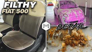 Deep Cleaning a FILTHY Fiat 500 | Insane Detailing Transformation !