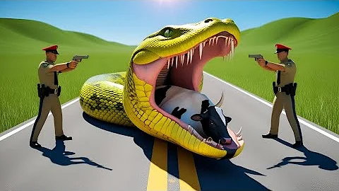 Brave Heroes Save a Mother Cow from a Giant Python Attack 🐍 | Incredible Animal Rescue Story
