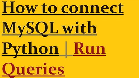 connect mysql with python