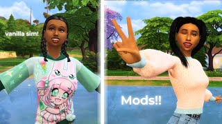 Trying to make a PRETEEN SIM with and without mods!! Sims 4 CAS Challenge