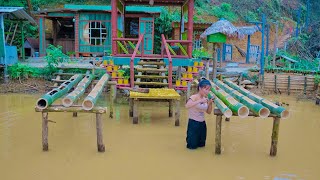 Growing vegetables in bamboo tubes. Technique for growing vegetables in large bamboo tubes. Farm.Ep1