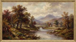 Countryside River with Stone Bridge | Framed Art TV Wallpaper 4K | Oil Painting | 2 Hours | No Music screenshot 5
