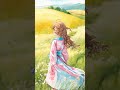 Girl on the meadow | Anime serene music and scene