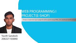Web Project Task 39 | 1st Year | Semester 01 | Java Institute | Yasith Sandesh