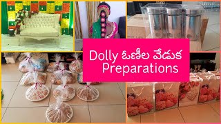 Dolly half saree function preparations ||Return gifts||Makeup ||Decoration plates||