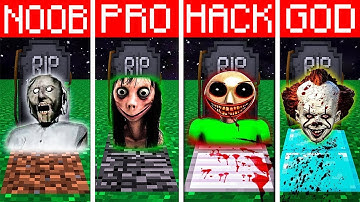 Minecraft Battle: NOOB vs PRO vs HACKER vs GOD: SCARY GRAVE CHALLENGE HORROR Minecraft Animation