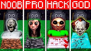 Minecraft Battle: NOOB vs PRO vs HACKER vs GOD: SCARY GRAVE CHALLENGE HORROR Minecraft Animation