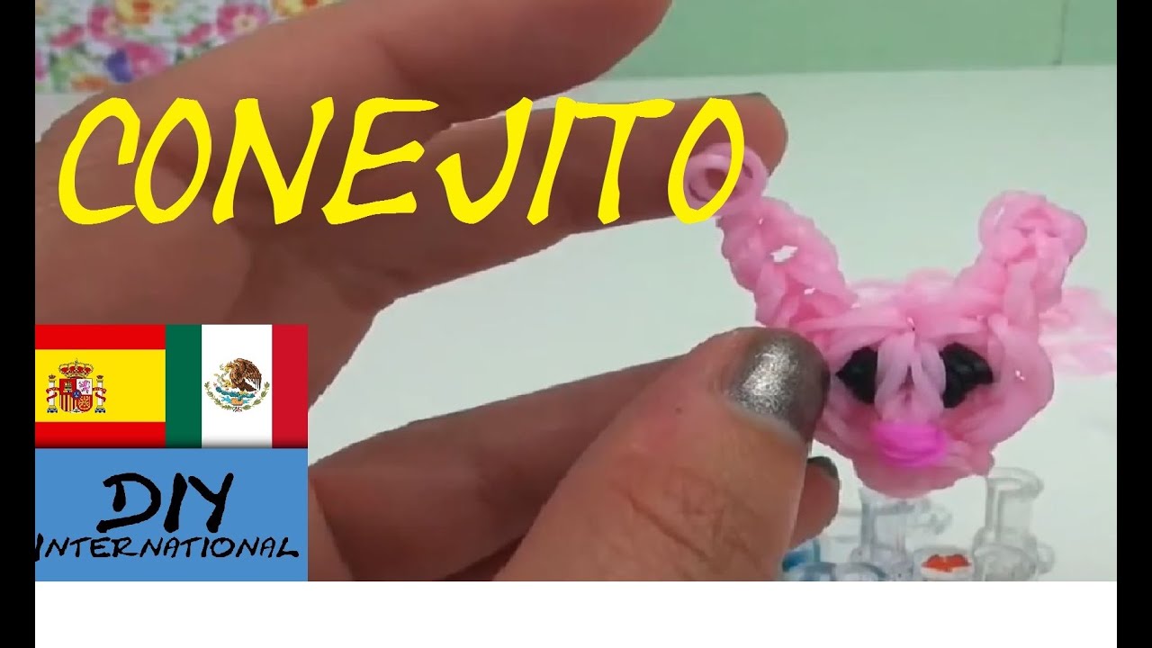 CONEJITO DE GOMITAS - RABBIT RAINBOW LOOM - CON TELAR - TUTORIAL EN ESPAÑOL - DIY hacker typer