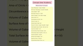 All-in-One Mathematics Formula Sheet #ImportantFormulas #MathRevision #gk #bssc