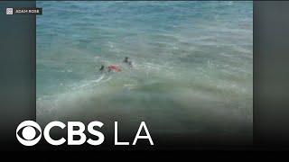 Lifeguards rescue swimmers dragged into the ocean by rip currents near Venice pier
