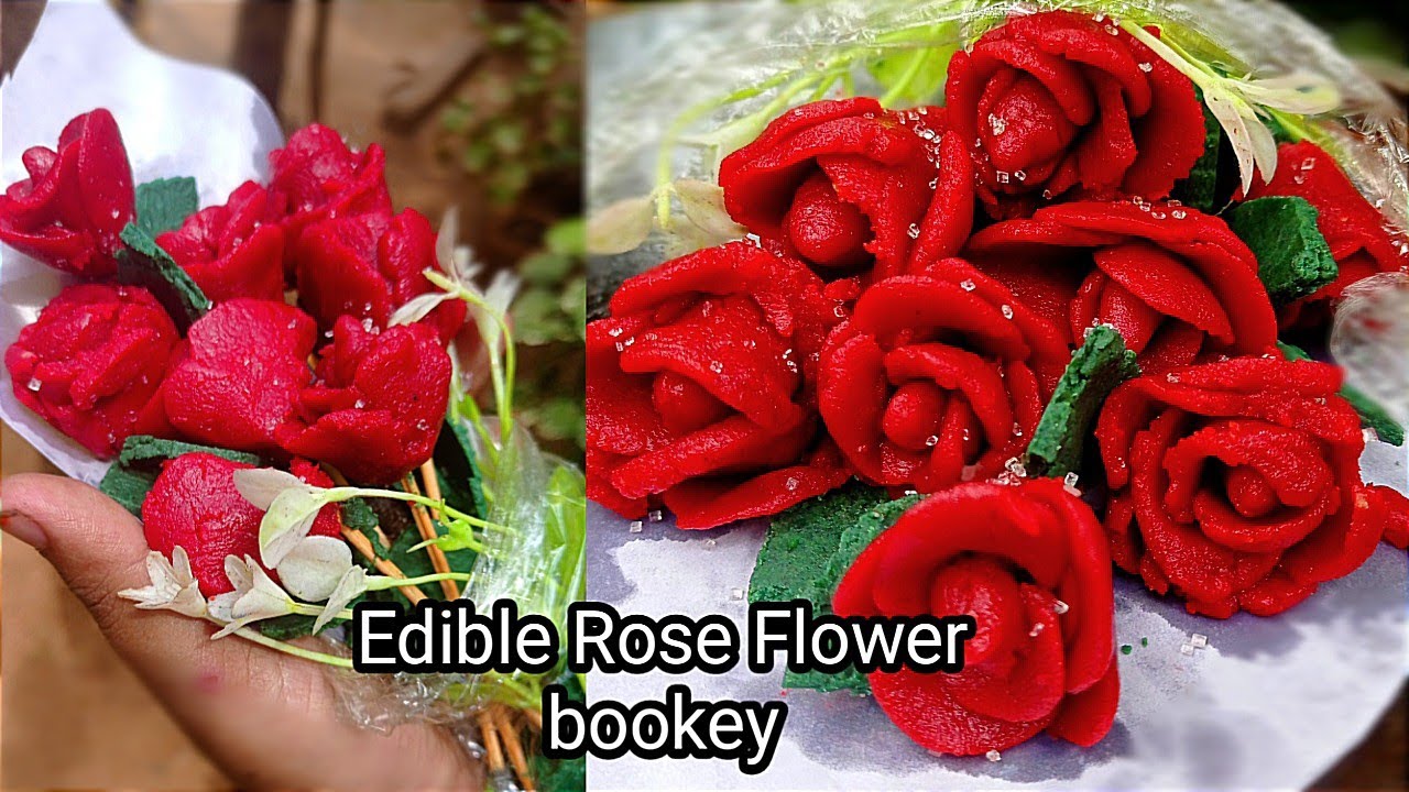 💐 Edible Rose Flower bouquet Valentine's day gift without fondant ...