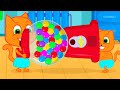 🔴 Cats Family in English - Huge Gumball Machine Cartoon for Kids