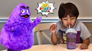 Ryan Kaji Tries Grimace Shake Trend in Real Life - Ryan's World Tag with Ryan