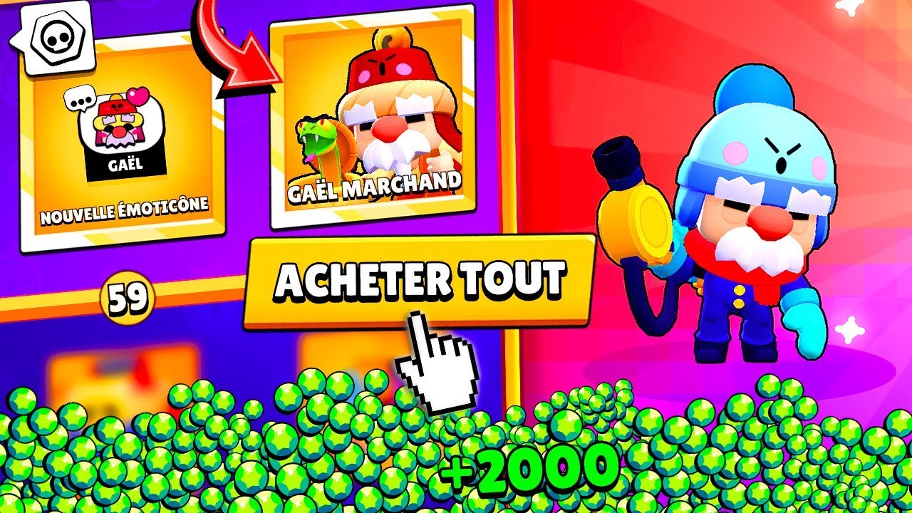 J Achete Tout Le Brawl Pass Avec 2000 Gemmes Et Je Max Gael Sur Brawl Stars Pack Opening Youtube - dessin brawl stars gael