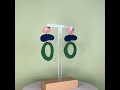 Home Front Polymer Clay Earrings – 1940s Inspired Navy, Blush &amp; Green Statement Earrings UK