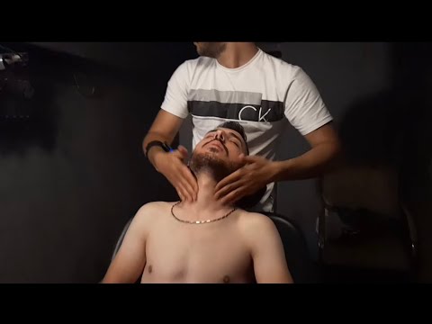 Slept in barber chair relaxing asmr massage and body massage