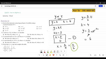 IGCSE Year 11 Direct Variation Solved Exercise