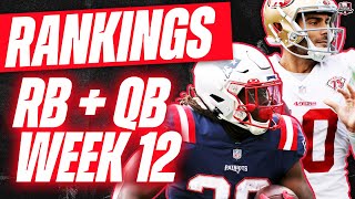 2022 Fantasy Football RANKINGS - TOP 30 Running Backs for Week 12 - TOP 24 Quarterbacks for Week 12