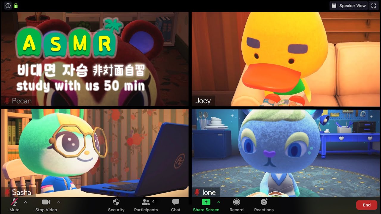 ASMR 모동숲 비대면 자습👩🏻‍💻📚 | study with us 50min