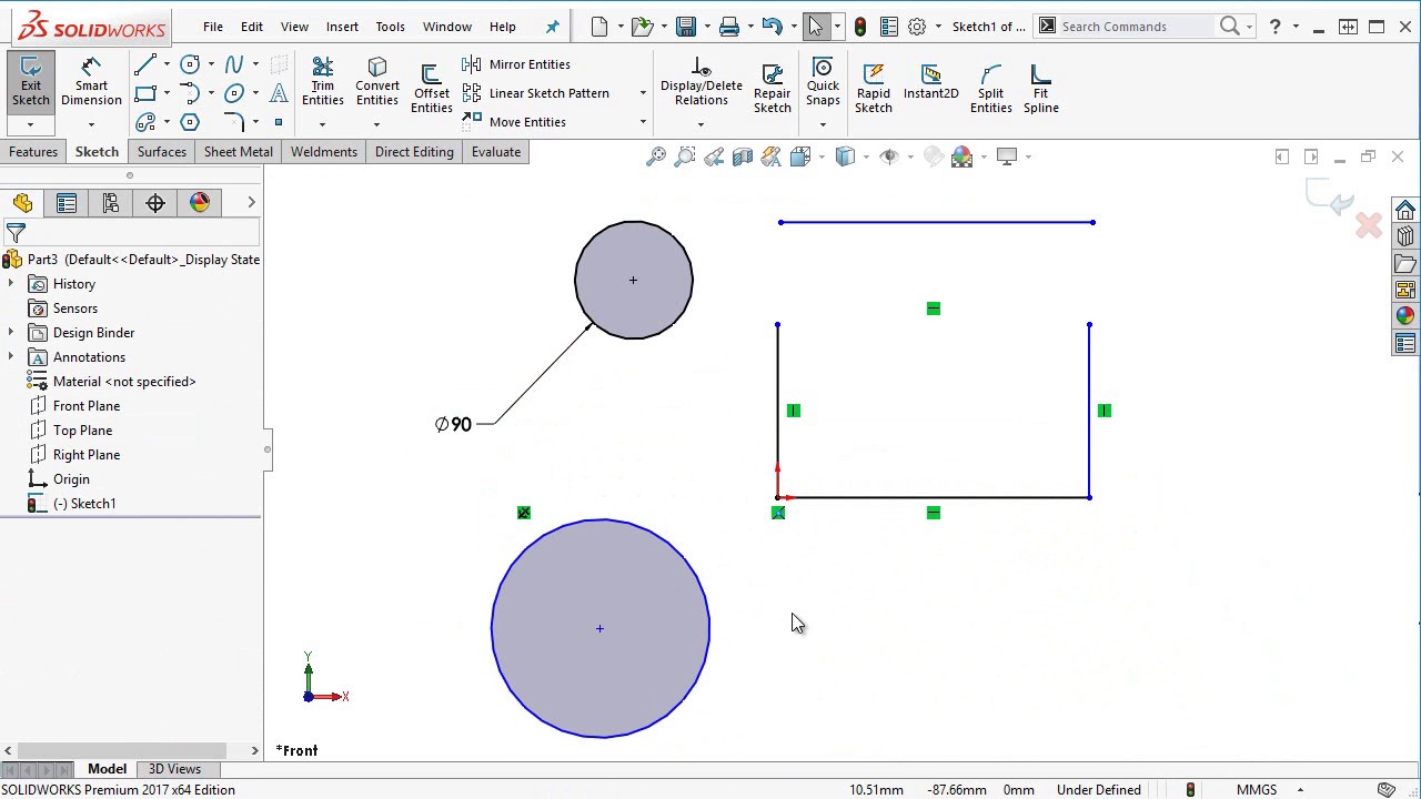 Use SOLIDWORKS Align Sketch Tool to Move Underdefined Sketch Elements to  the Origin  GSC