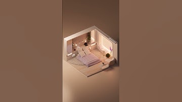 3D Isometric Design - Bedroom - Created and Animated in Blender #shorts #isometric #3d