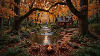 Soothing Autumn Morning by the River 🍁 Soft Piano & Crackling Campfire for a Soft Start to the Day screenshot 2