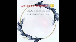 ignou mcsl 016 solved assignment 2022-2023