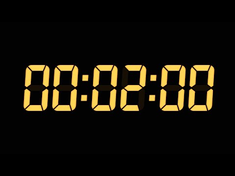 2 Minutes Digital Countdown Timer | Black Background | Yellow Text | No Sounds