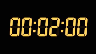2 Minutes Digital Countdown Timer | Black Background | Yellow Text | No Sounds