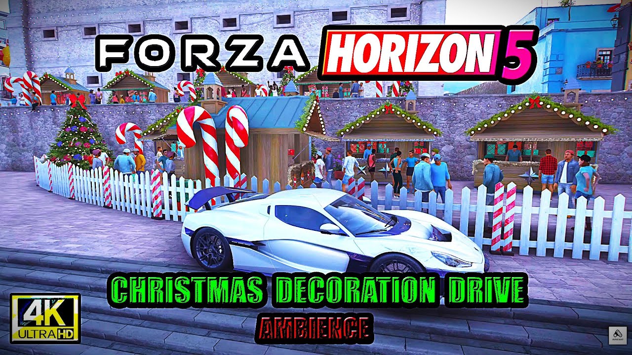 Forza Horizon 5 Christmas Decoration Drive Ambience | Festive Night Cruise🎄