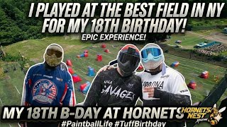 I played at the best paintball field in NY for my birthday!! Hornets Nest Xtreme