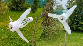 Ветряк из пластиковой бутылки от йогурта своими руками. Как избавиться от птиц и кротов. видео