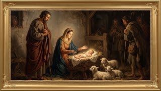Nativity Scene | Joseph Watching Over the Holy Family | Vintage Oil Painting | Gold Frame TV Art screenshot 3