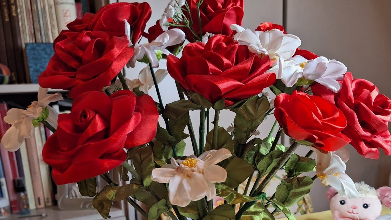 Eternal ribbon red roses 🌹 part two and arranged the flowers in a ...