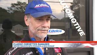 Driver crashes into classic Corvette dealership, totals several cars