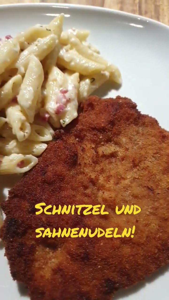 Schnitzel mit Sahnenudeln! Mega lecker! - YouTube
