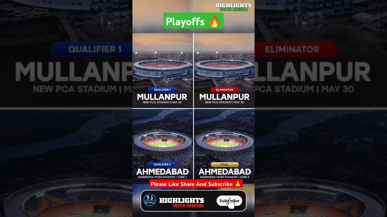 Mullanpur & Ahmedabad Host The IPL Playoffs With Narendra Modi Stadium Hosting The IPL Final 2025🏆🏏